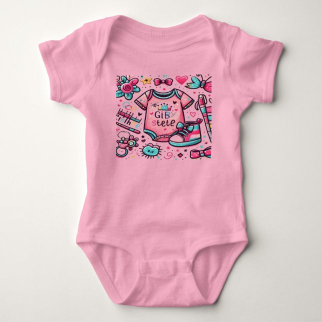 cute design for baby girl baby bodysuit (Front)