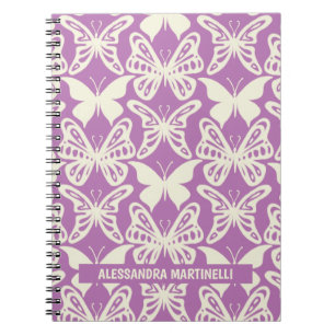 Cute Design Natural Butterflies on Purple Notebook