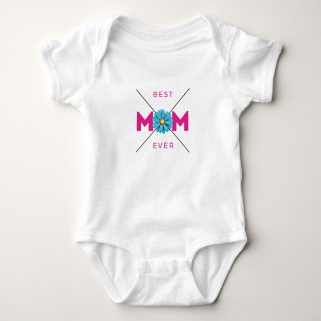 Cute Design Text Best Mom Ever With Heart  Baby Bodysuit (Front)
