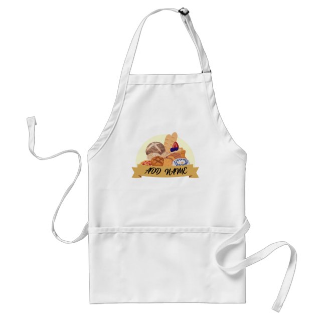 Cute dessert Bread baking bakery custom name Adult Apron (Front)