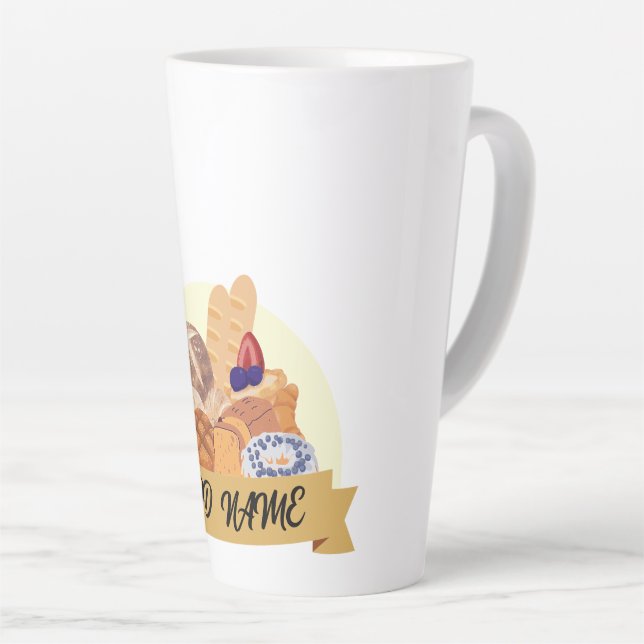 Cute dessert Bread baking bakery custom name Latte Mug (Right Angle)