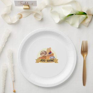 Cute dessert Bread baking bakery custom name Paper Plates