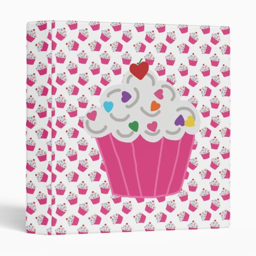 Cute Dessert Bright Pink Cupcake Pattern Binder