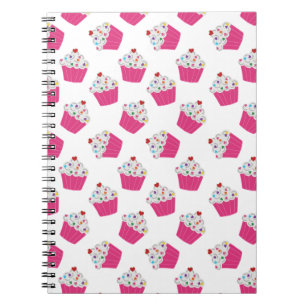 Cute Dessert Bright Pink Cupcake Pattern Notebook