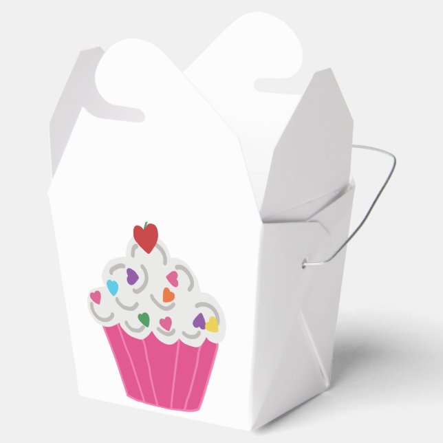 Cute Dessert Pink Cupcake Favor Boxes (Opened)