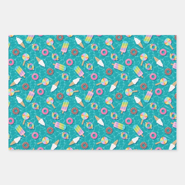 Cute Desserts Wrapping Paper Sheets (Front)