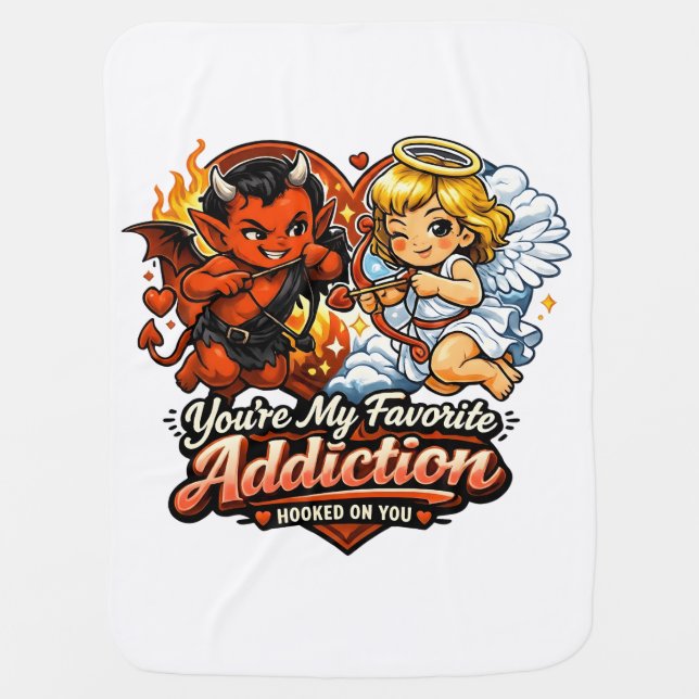 Cute Devil & Angel Valentine Day Love Design Baby Blanket (Front)