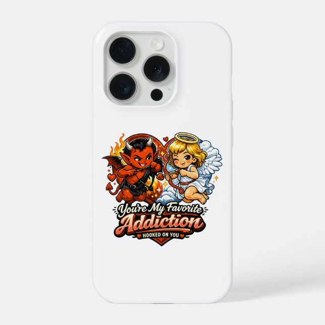 Cute Devil & Angel Valentine Day Love Design iPhone Case (Back)