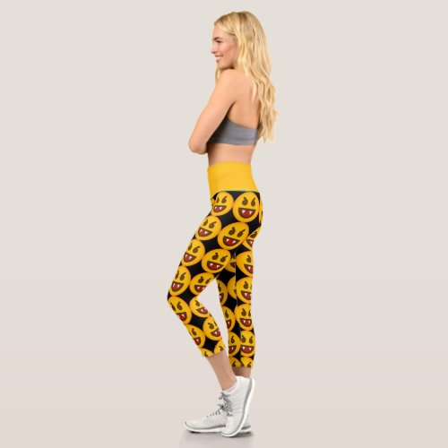 Cute Devil Emoji High Waisted  Capri Leggings