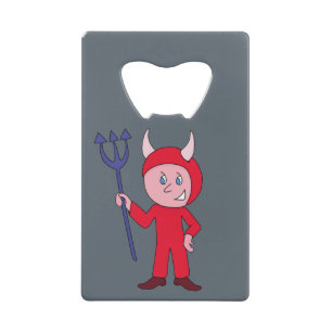 Cute Devil Halloween Costume Credit Card Bottle Opener