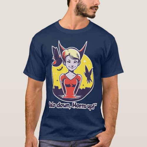 cute devilish girl halo and horns T_Shirt
