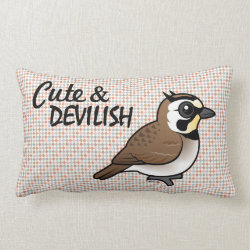Horned Lark: Cute & Devilish Throw Pillow Lumbar 13