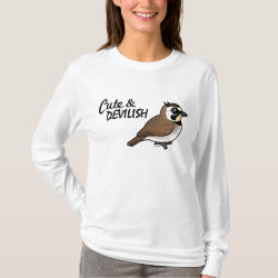 Horned Lark: Cute & Devilish Women's Basic Long Sleeve T-Shirt