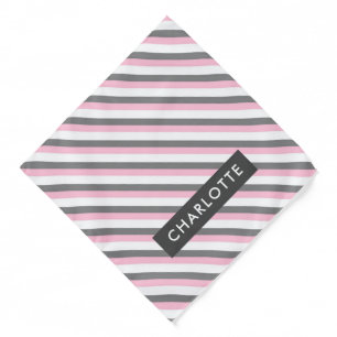 Cute diagonal stripes pattern custom name bandana
