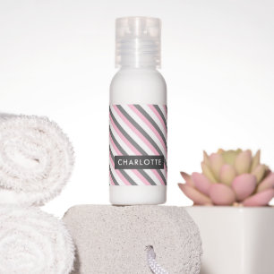 Cute diagonal stripes pattern custom name hand lotion