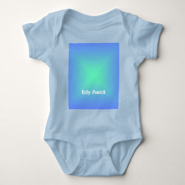 Cute diamond blue to aquamarine green personalized baby bodysuit (Front)