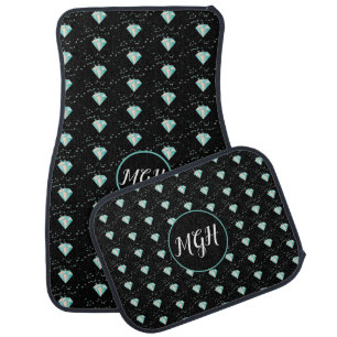 Cute Diamond Confetti Monogrammed Car Floor Mat