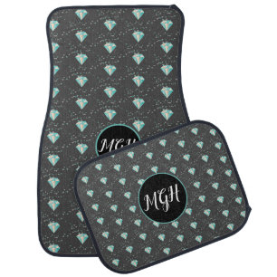 Cute Diamond Confetti Monogrammed  Car Floor Mat