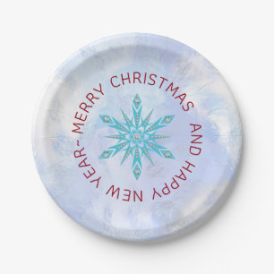 Cute Diamonds Snowflake Paper Plates