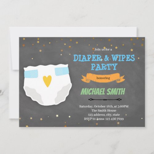 Cute diaper and wipe shower invitation
