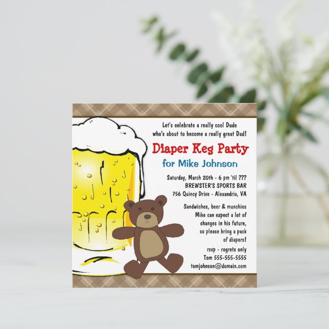 Cute Diaper Keg Invitations New Daddy Beer Party Zazzle