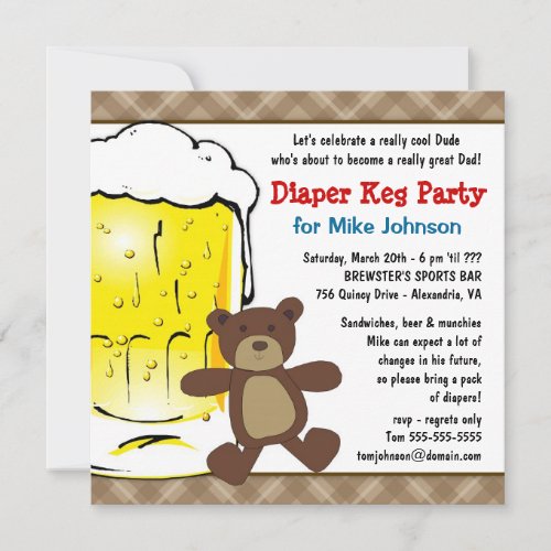 Cute Diaper Keg Invitations _ New Daddy Beer Party