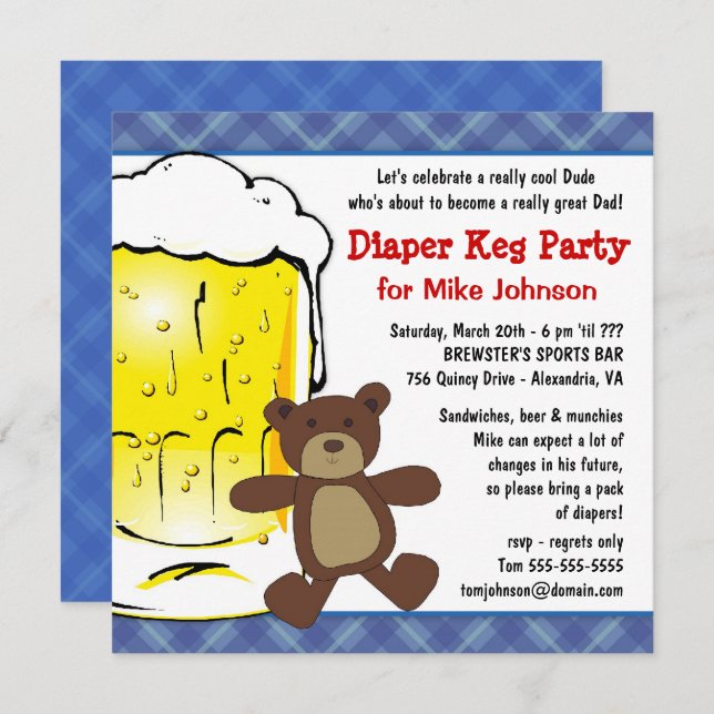 Cute Diaper Keg Party Invitations Dadcelor Party Zazzle