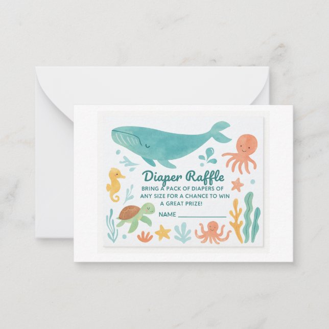  "Cute Diaper Raffle Ticket | Baby Shower Invitati Note Card (Front)