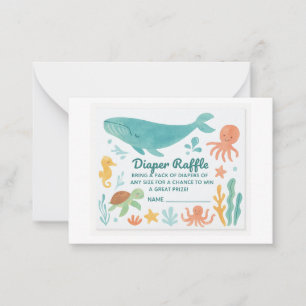 "Cute Diaper Raffle Ticket Baby Shower Invitati Note Card