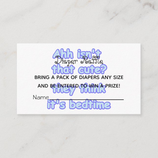 Cute Diaper Raffle Ticket Enclosure Card (Front)