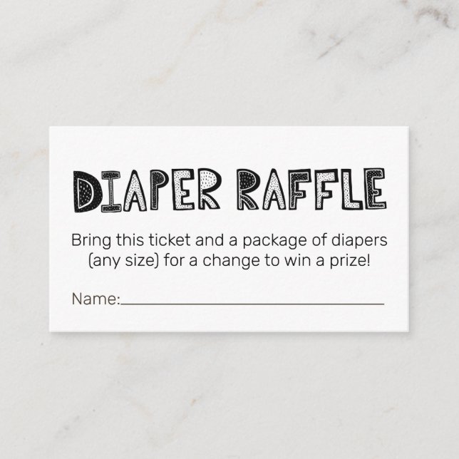 Cute Diaper Raffle Tickets Enclosure Card (Front)