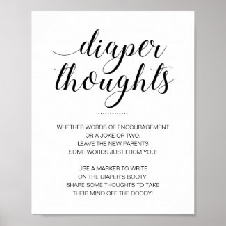 Cute Diaper Thoughts Sign Diaper Baby Shower Game
