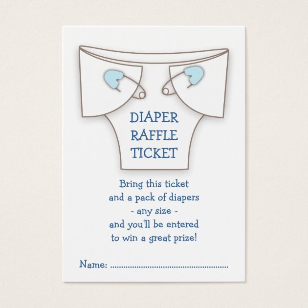 Cute Diaper W Blue Pins Baby Shower Raffle Ticket