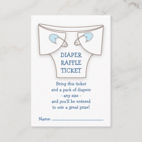 Cute Diaper w Blue Pins Baby Shower Raffle Ticket Business Card Templates