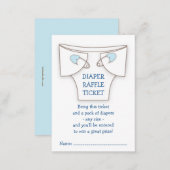Cute Diaper w Blue Pins Baby Shower Raffle Ticket Enclosure Card (Front/Back)