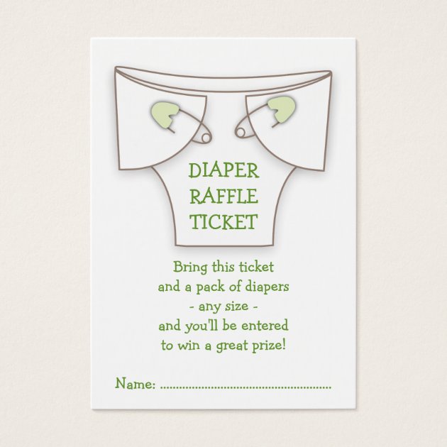 Cute Diaper W Green Pins Baby Shower Raffle Ticket