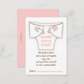 Cute Diaper w Pink Pins Baby Shower Raffle Ticket Enclosure Card (Front/Back)