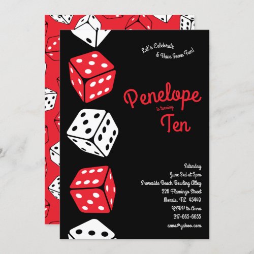 Cute Dice Games Kids Birthday Party Invitation