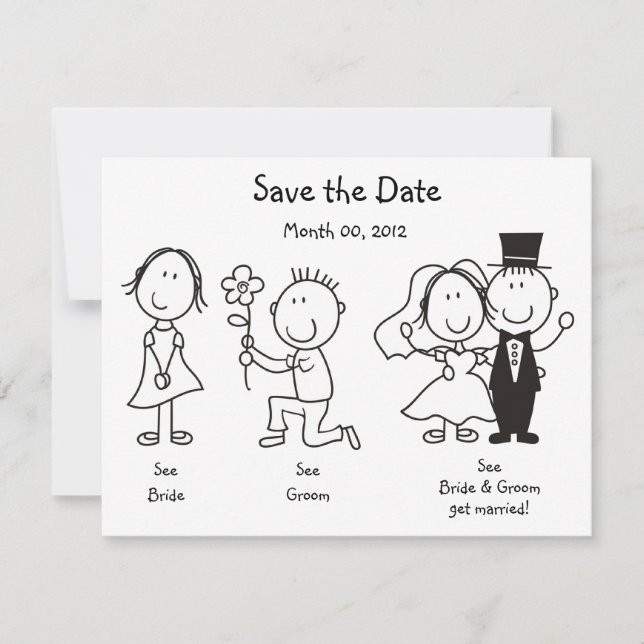 Cute Dick and Jane Save the Date Cards (Front)