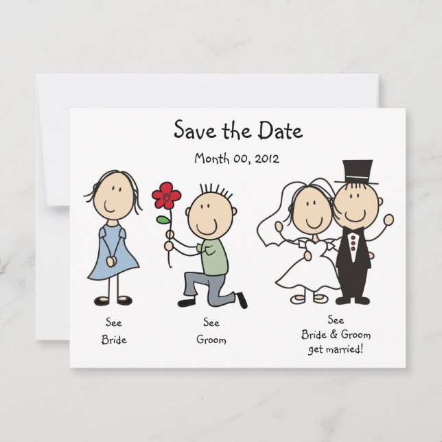 Cute Dick and Jane Save the Date Cards (Front)