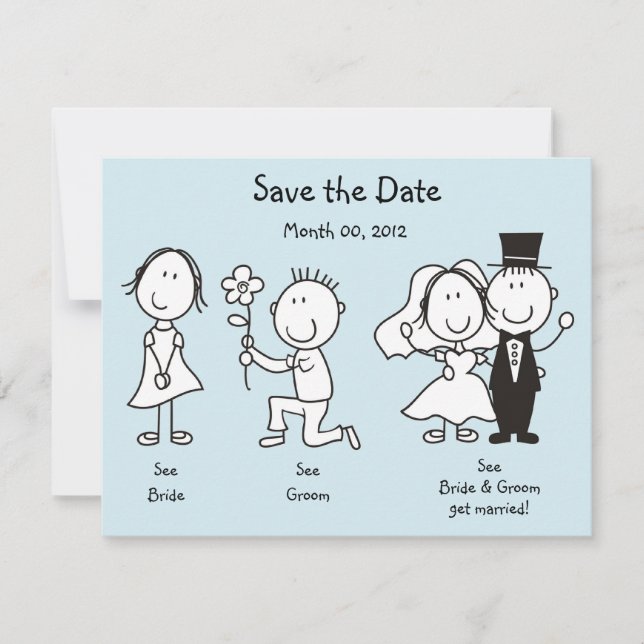 Cute Dick and Jane Save the Date Cards (Front)