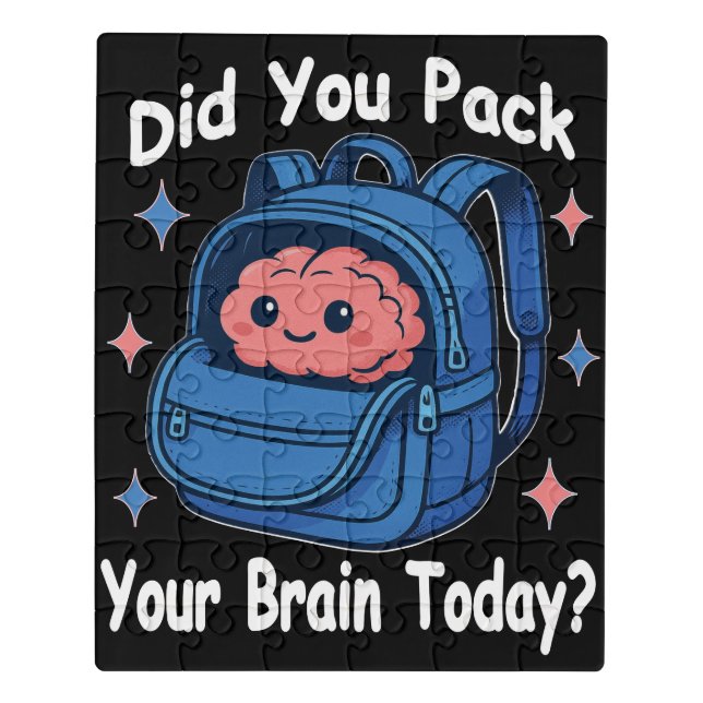 Cute “Did You Pack Your Brain Today?” Brain Pun Jigsaw Puzzle (Puzzle Vertical)