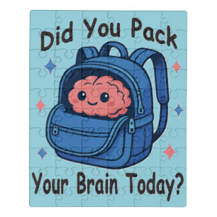 Cute “Did You Pack Your Brain Today?” Brain Pun Jigsaw Puzzle