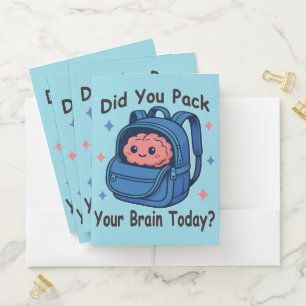 Cute “Did You Pack Your Brain Today?” Brain Pun Pocket Folder