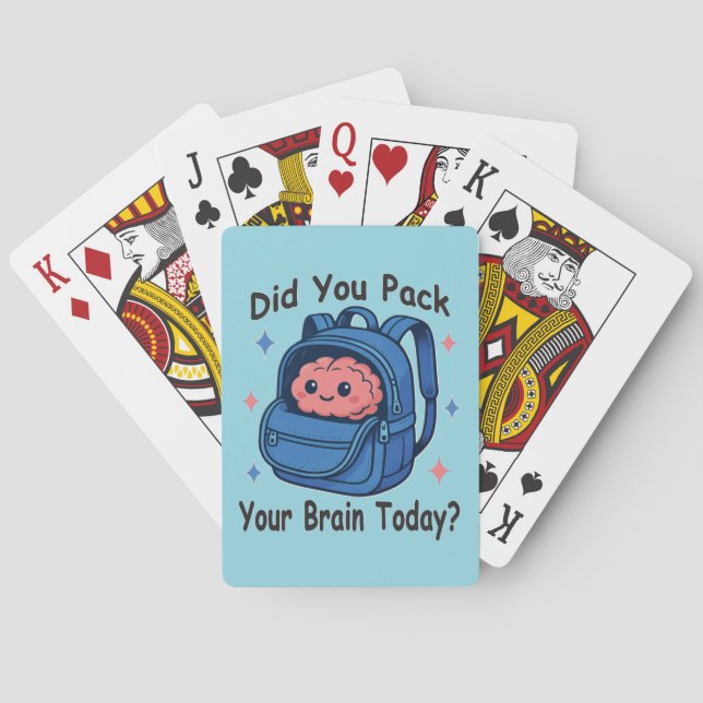 Cute “Did You Pack Your Brain Today?” Brain Pun Poker Cards (Back)