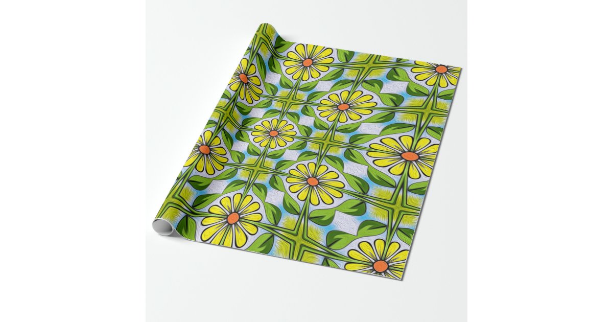 Adorable Two Flower Pattern Wrapping Paper, Zazzle