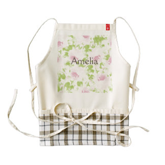 Cute,digital,water paint,pink,roses,floral,trendy, zazzle HEART apron