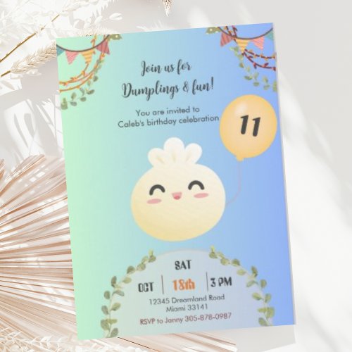 Cute Dim Sum Dumpling Birthday Party Invitation