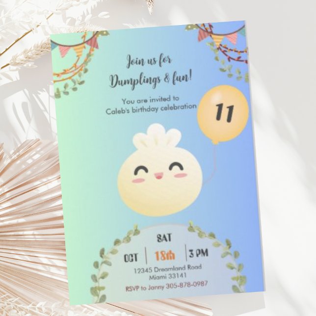 Cute Dim Sum Dumpling Birthday Party Invitation (Creator Uploaded)