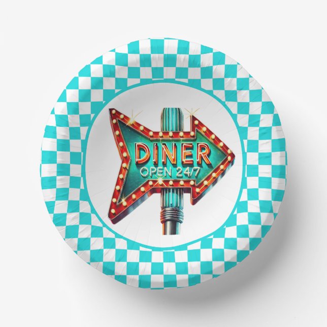 Cute Diner retro party  Paper Bowls (Front)